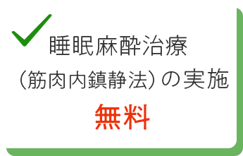 睡眠麻酔治療（筋肉内鎮静法）の実施 無料